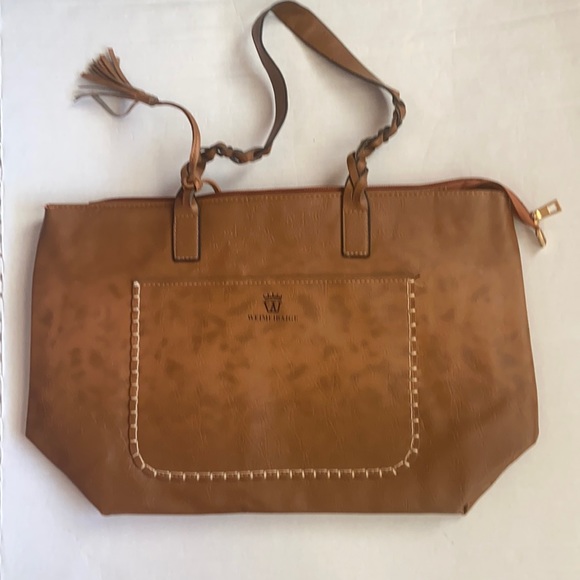 LIKE NEW Weimeibaige Purse Golden Brown Interior & Exterior Pockets Clean Inside - Picture 3 of 14